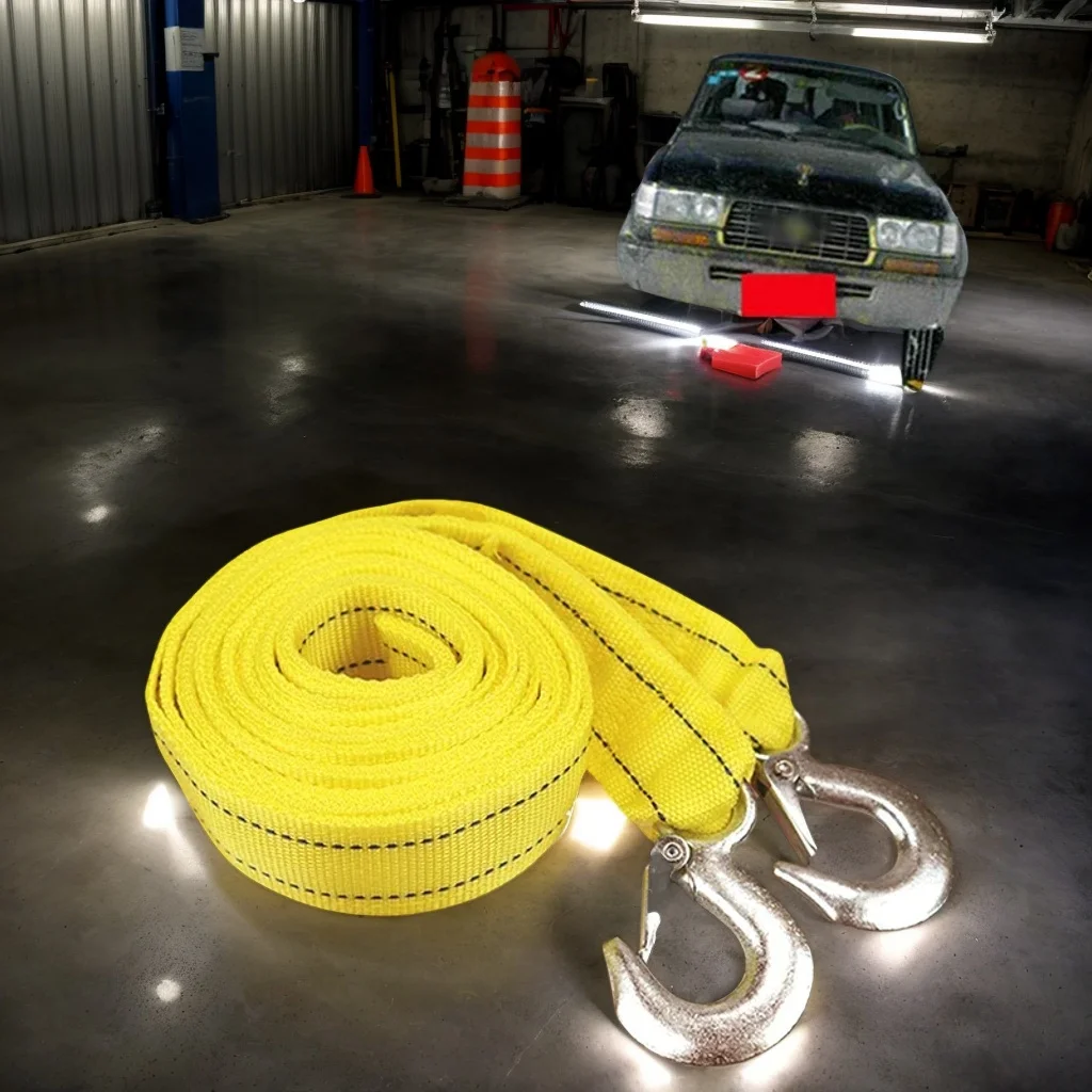 4M robustes 5-Tonnen-Auto-Abschleppseil mit Stahlhaken – Straßenwiederherstellungsgurt für Audi, Benz, Buick, Skoda, Mazda, Ford, Toyota, BMW Image