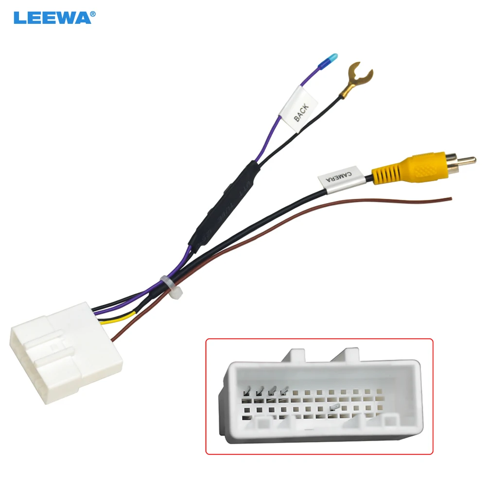 LEEWA Auto Parkplatz Hinten Kamera Video Stecker Konverter RCA Kabel Für Nissan Dualis J10 (07-13) 24Pin parkplatz Reverse Draht Adapter Image