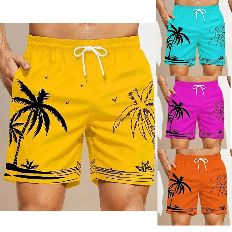 Sommer Herren Shorts schnell trocknend Hawaii Urlaub Sport Badehose Mode 3d Kokosnuss baum gedruckt lose 6xl Image