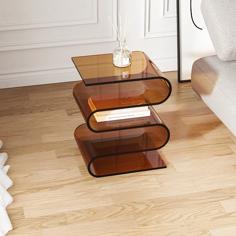 Nordischer S-förmiger Beistelltisch aus Acryl, minimalistischer Luxus-Bücherregal, Aufbewahrungsständer, Wohnzimmer, Schlafzimmer, Beistelltisch, 5 Farben