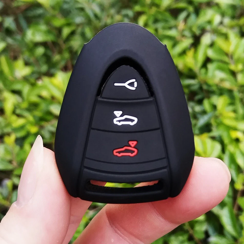 3 Tasten Silikon Auto Fernbedienung Schlüssel Fall Abdeckung Shell Keychian Fob Halter für Porsche 911 997 Boxster 987 Cayman Teile Zubehör Image
