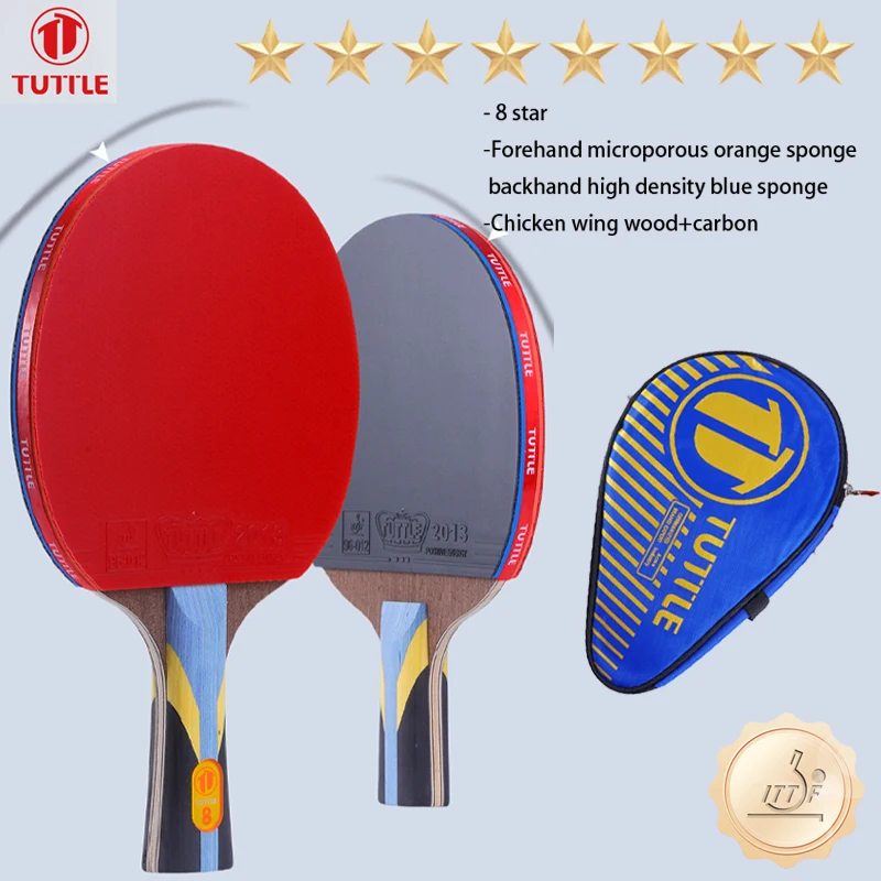 TUTTLE 8-Sterne-Carbon-Tischtennisschläger, 7-lagiges Ping-Pong-Paddel aus hochdichtem Schwammgummi mit Schlägerabdeckung, ITTF-zugelassen Image