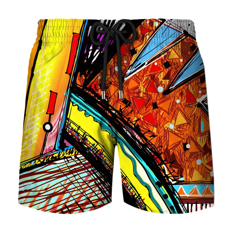 3D Graffiti Druck Strand Shorts Hosen Herren Suumer Hawaii Badehose Surfbrett Ropa de Hombre Sport Gym Image