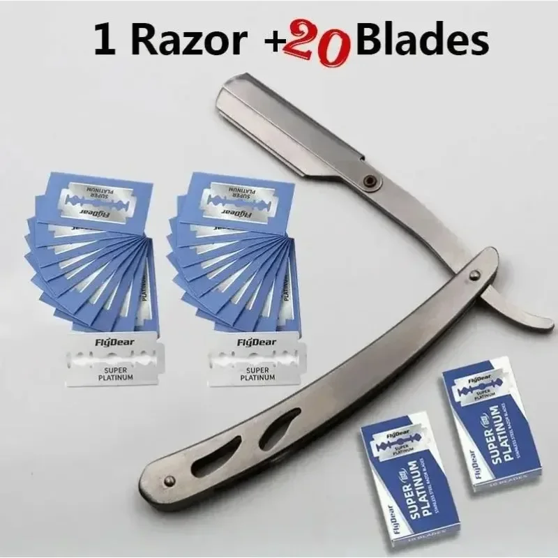 Rand Edelstahl Rasierer Barber Razor Männer Professionelle Manuelle Rasierer Gerade Folding Rasieren Rasur Mit Klinge Image