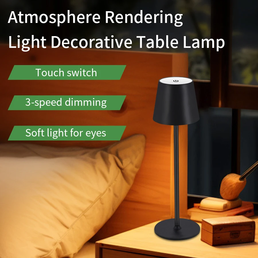 LED Tischlampe Touch Sensor Wiederaufladbare Desktop Nachtlicht 3 Farben Einstellbare Studie Lampe Restaurant Bar Schlafzimmer Desktop Dekor