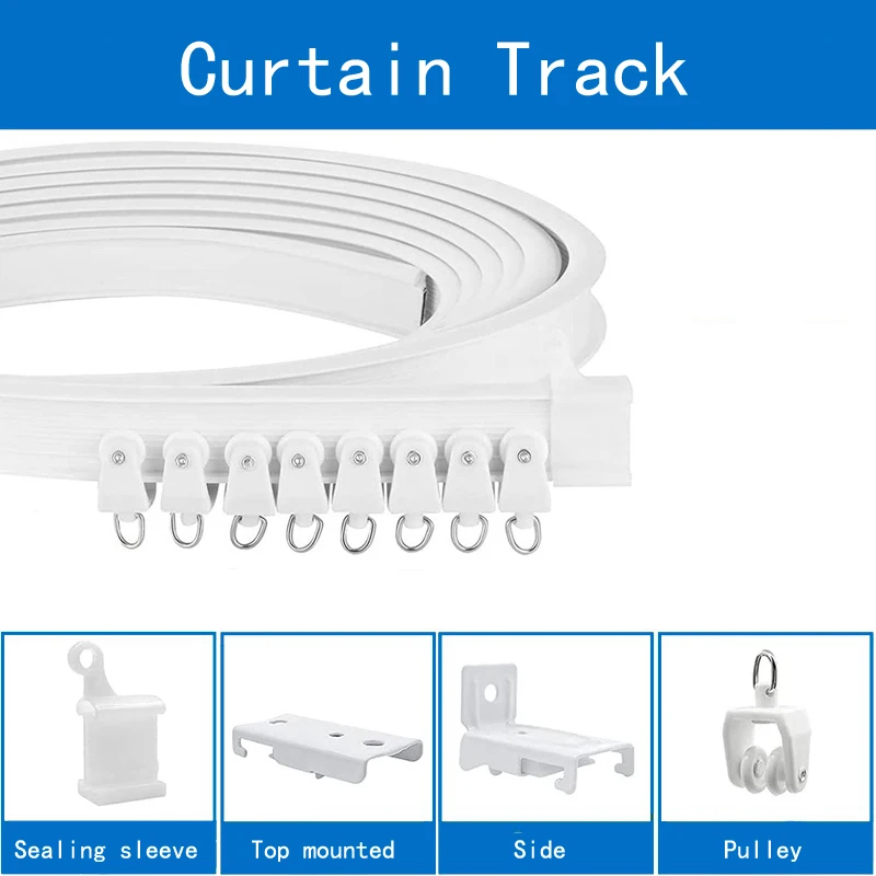 1/2/3/4/5/6/8/10M Vorhänge Gebogene Schiene Weiß Weiche Starre PVC Kunststoff Gebogene Schiene Hotel Hause Vorhänge Schiene A2 Image