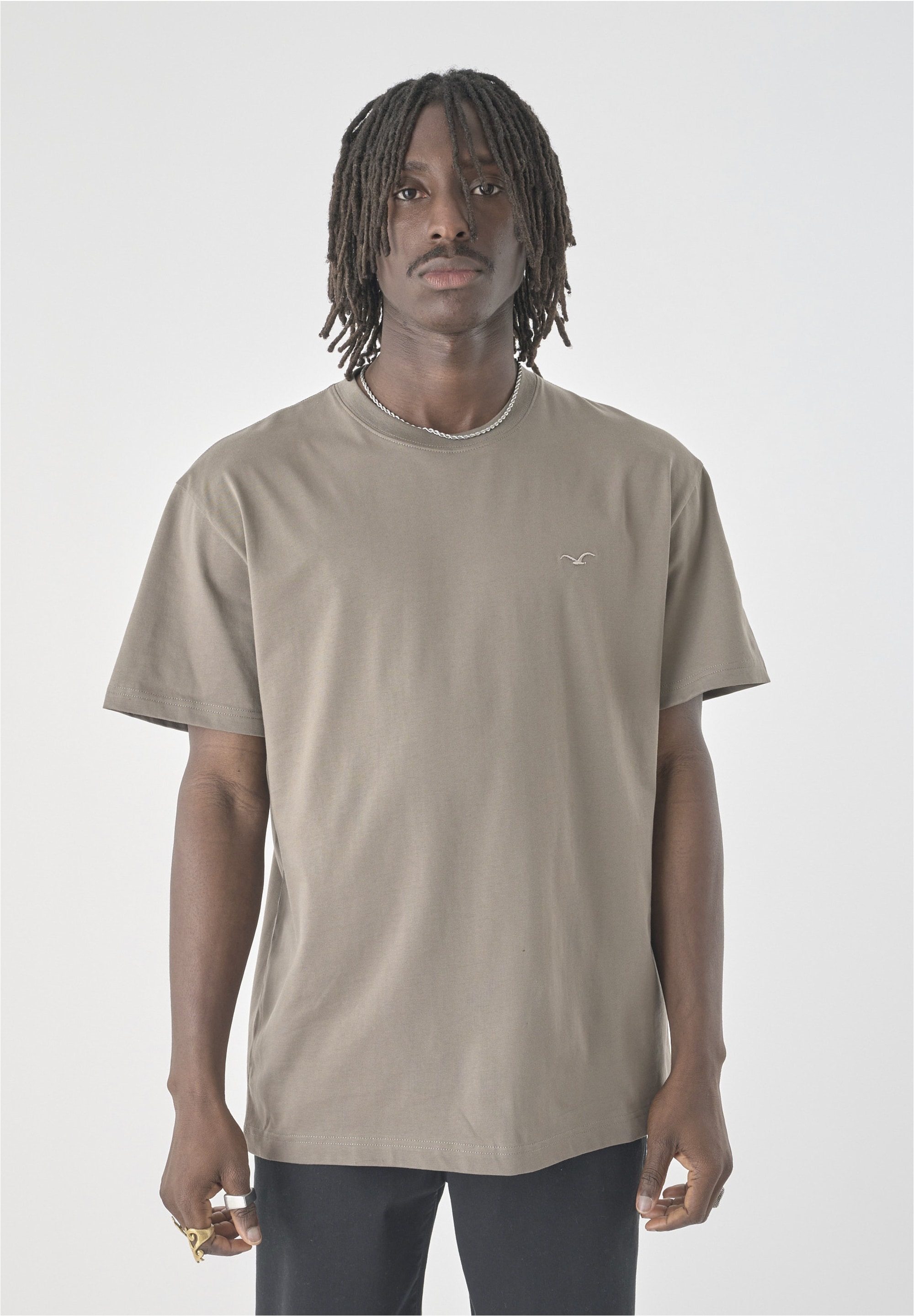 T-Shirt CLEPTOMANICX "Ligull Boxy 2", Damen, Gr. M, braun (hellbraun, braun), 100% Baumwolle, bestickt, normal, Rundhals, Shirts T-Shirt, in schlichtem Design