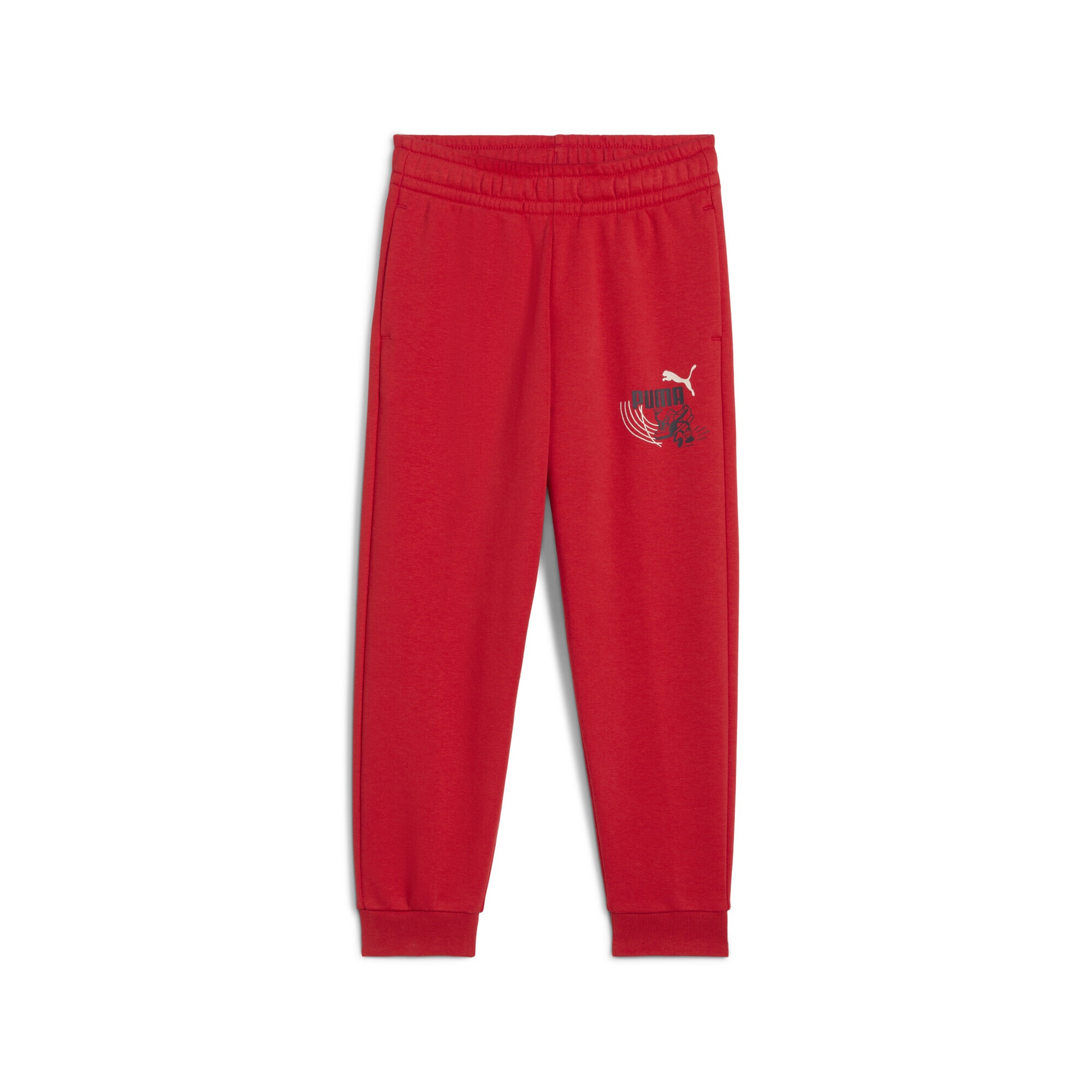 Sporthose PUMA "Little Runners Jogginghose Kinder", Mädchen, Gr. 116, Normalgrößen, rot (for all time rot), Obermaterial: 32% Polyester, 68% Baumwolle; Rippe: 97% Baumwolle, 3% Elasthan; Tasche – Oben: 100% Baumwolle, bedruckt, regular fit, Hosen...