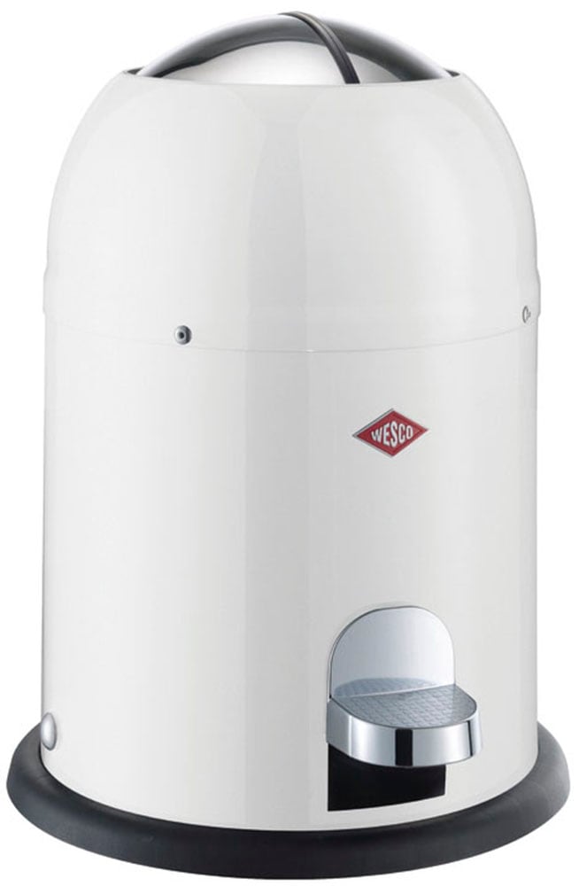 Kosmetikeimer WESCO "Mini Master", weiß, B:26,4cm H:36cm T:26,4cm, Stahlblech, Mülleimer, Kosmetikeimer, 6 Liter