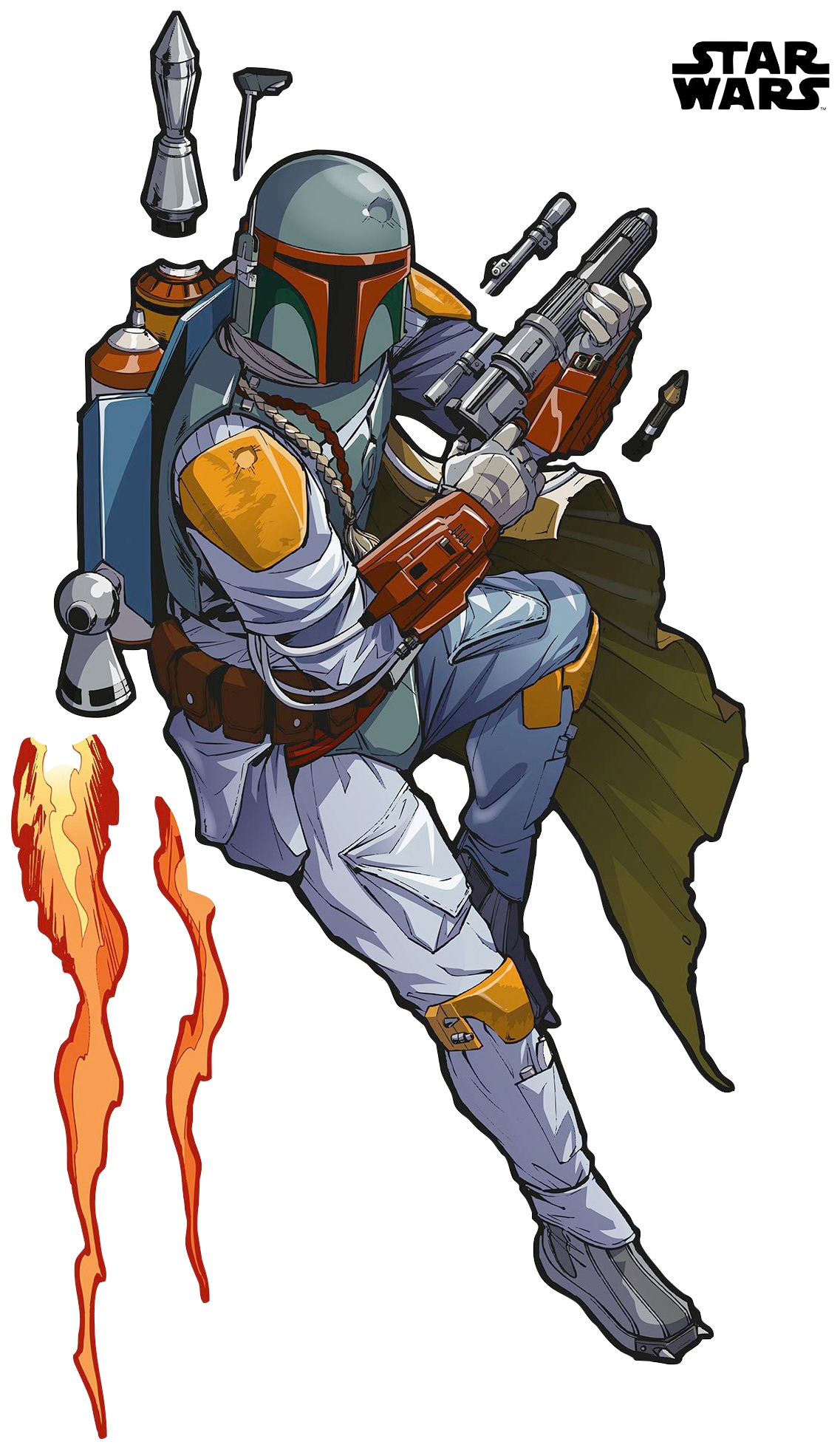 Vliestapete KOMAR "Selbstklebende Vlies - Star Wars XXL Boba Fett - Größe 127 x 200 cm", bunt, B:127m L:200m, Vlies, Tapeten, Kinderzimmer