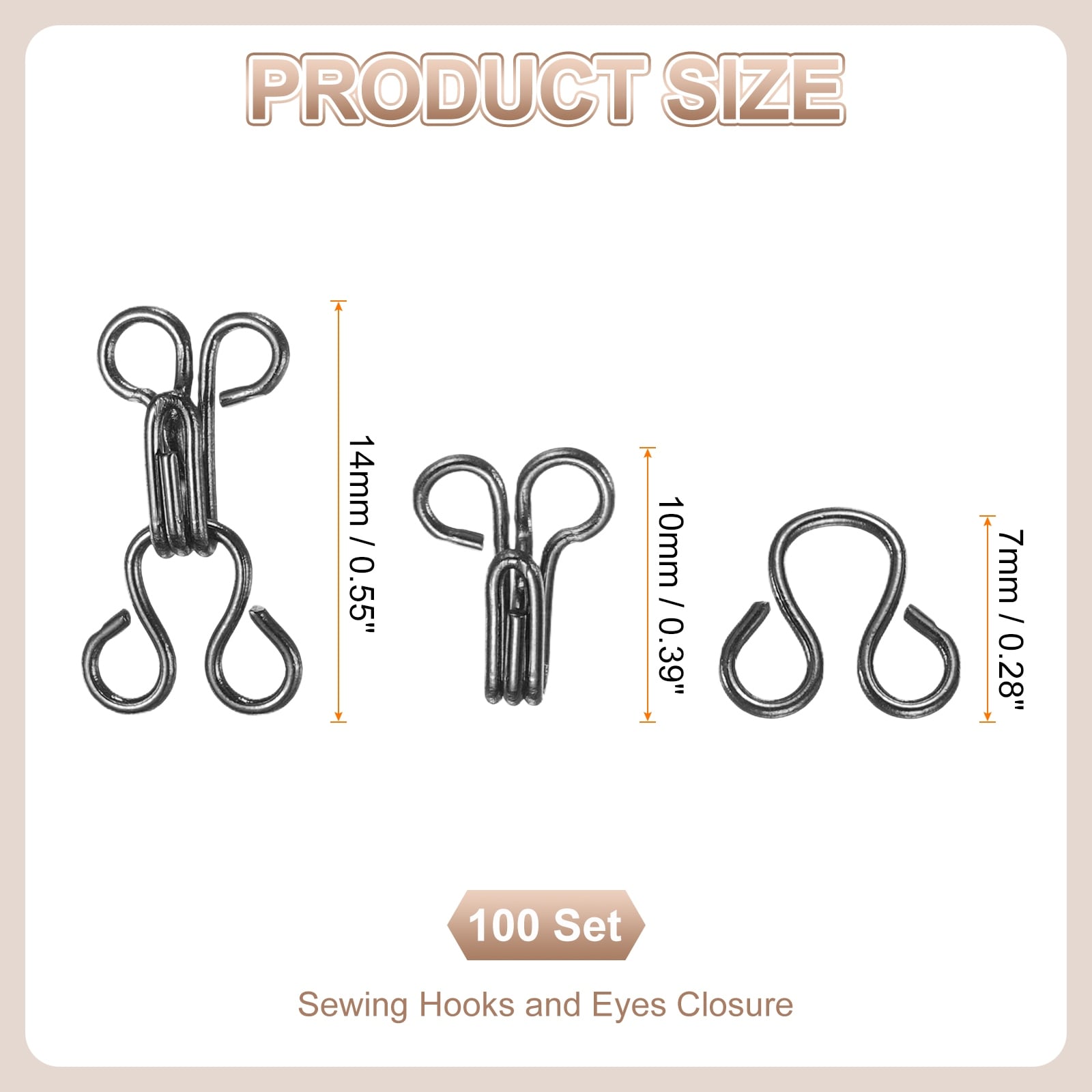 Sewing Hooks and Eyes Closure Hook and Eye Clasps Fastener for Clothing Bra Trousers Skirt DIY
