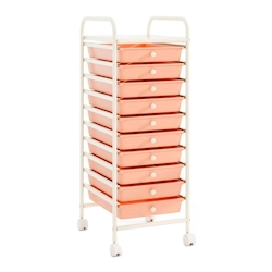 COSTWAY Rollwagen mit Schubladen Rollcontainer Badezimmerwagen Badezimmerwagen Badezimmerregal (Hellrosa) Image