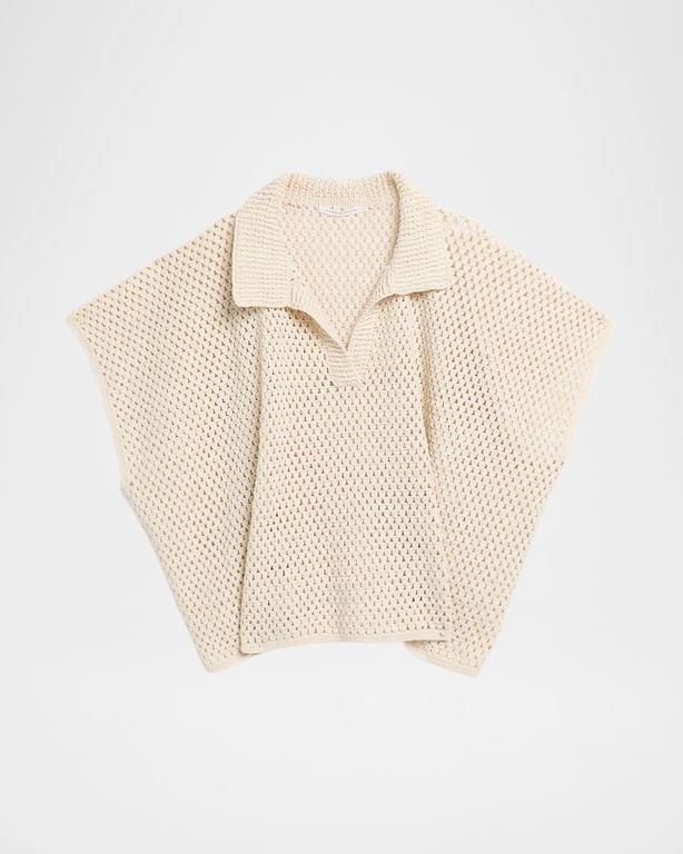 Hand Crochet Short-Sleeve Cape Polo Sweater