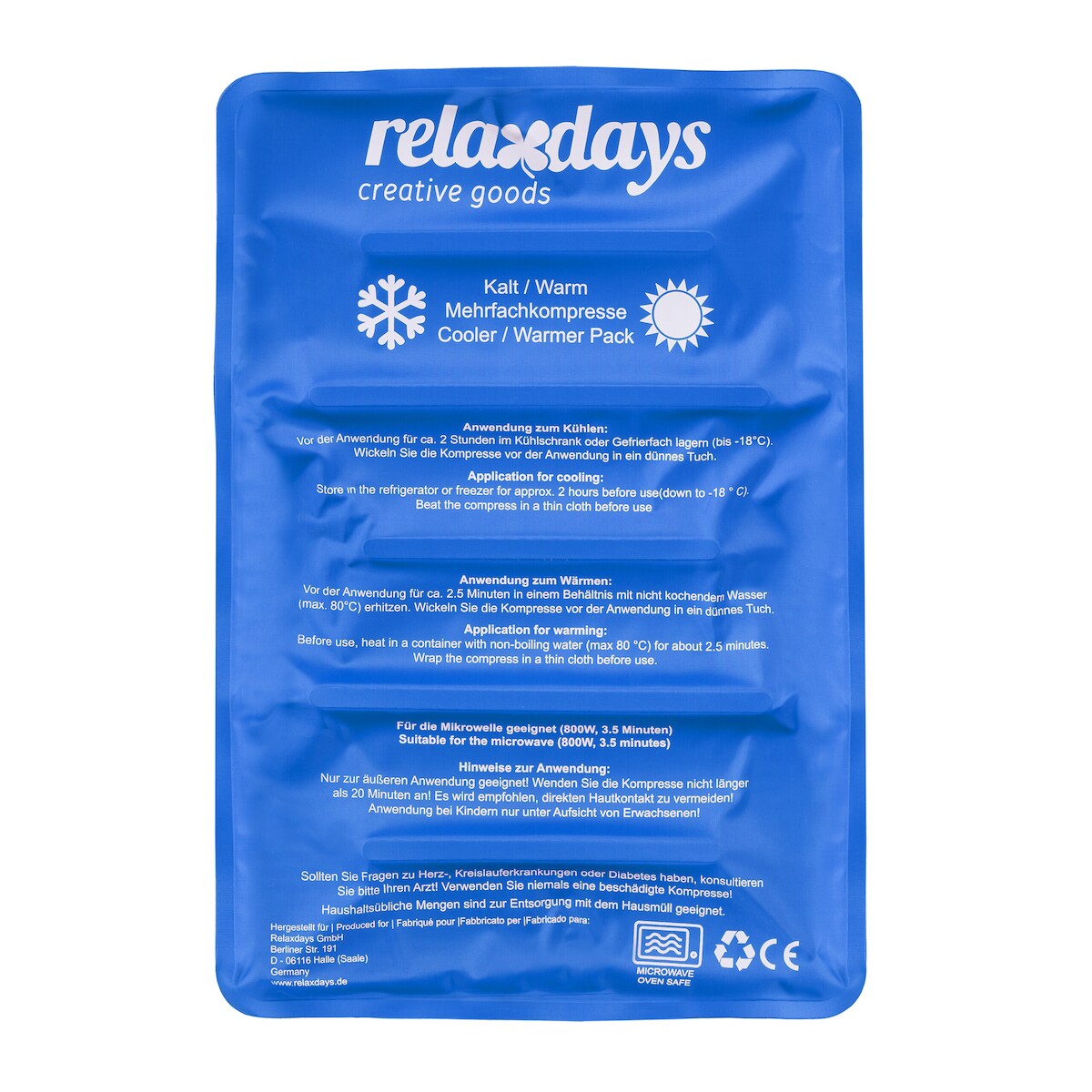 Relaxdays Kühlpad, Kalt Warm Kompresse, 25 x 36 cm, Kühlpack Gel, Erste Hilfe, wiederverwendbare Gelkühlkompresse, blau Image