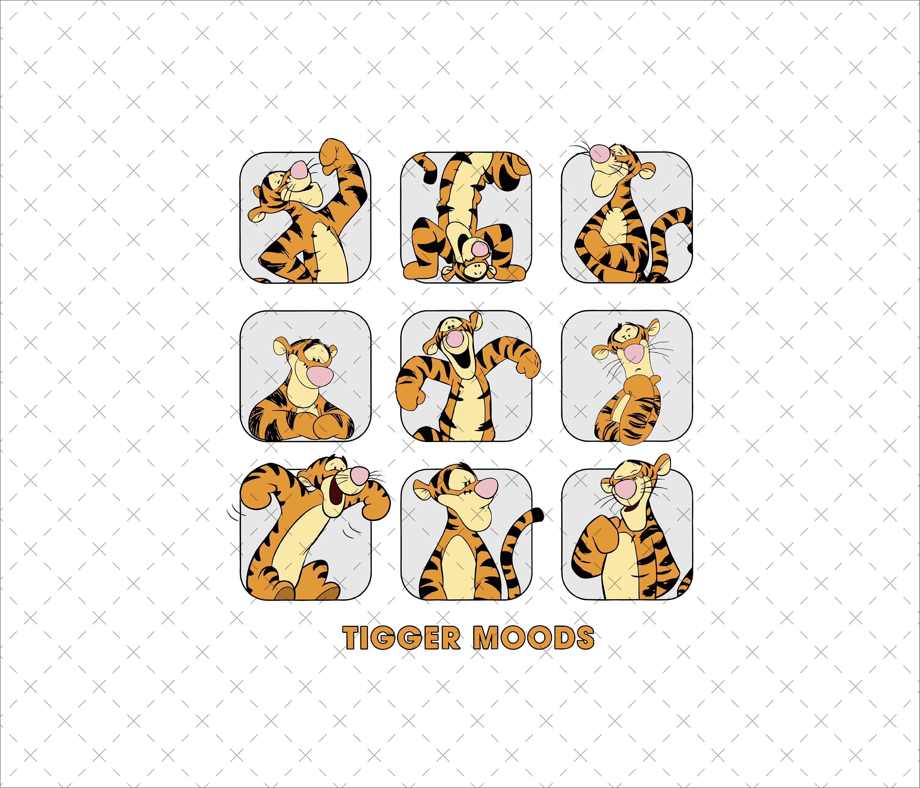 Tigger Moods png Svg, Tigger png Svg, Winnie Tigger png, png retrò Winnie The Pooh, png Winnie The Pooh, sublimazione Winnie The Pooh