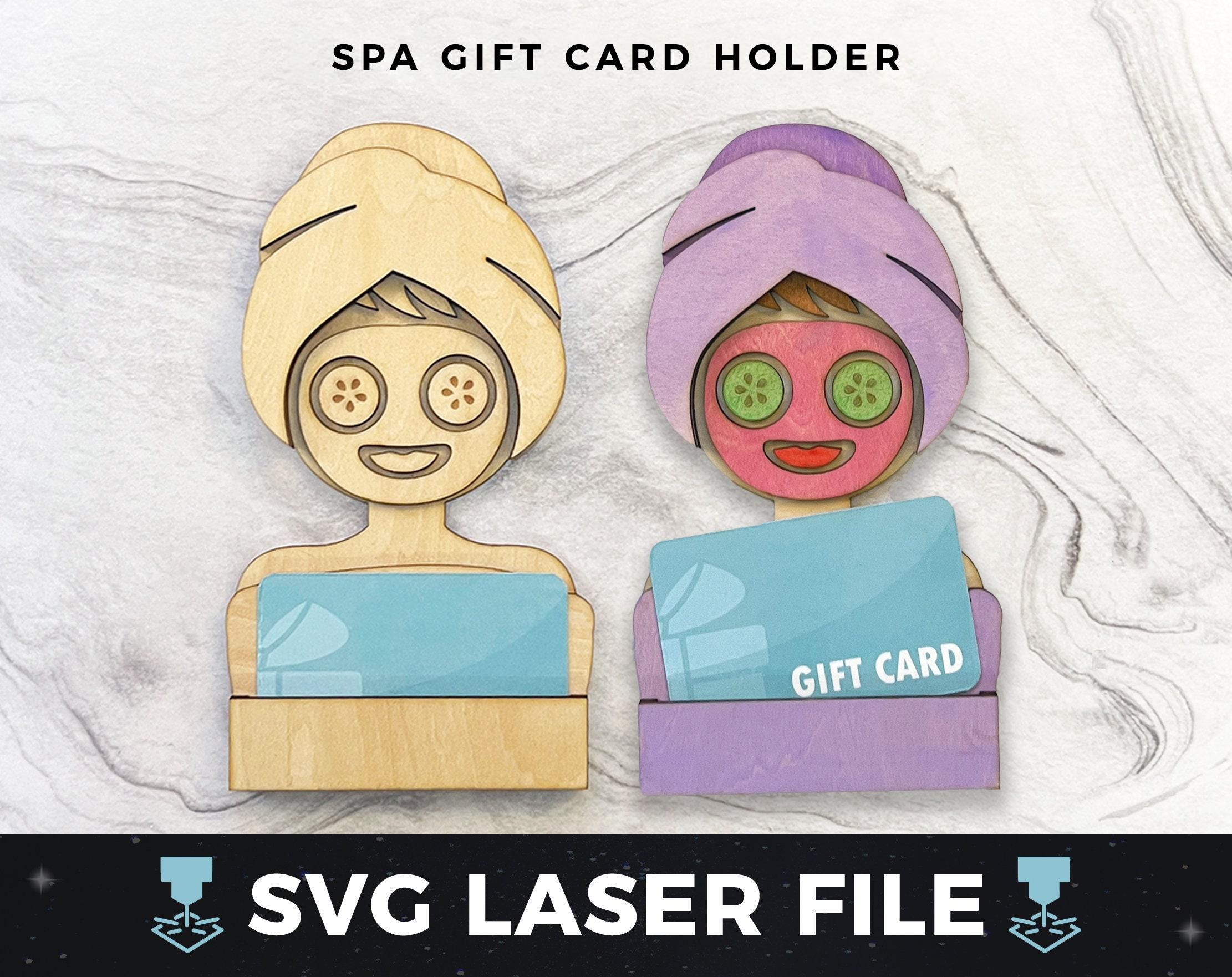 Porta carte regalo spa svg, Porta carte regalo massaggio fai da te, Porta soldi per spa day / Porta carte regalo in legno laser SVG, File di taglio la