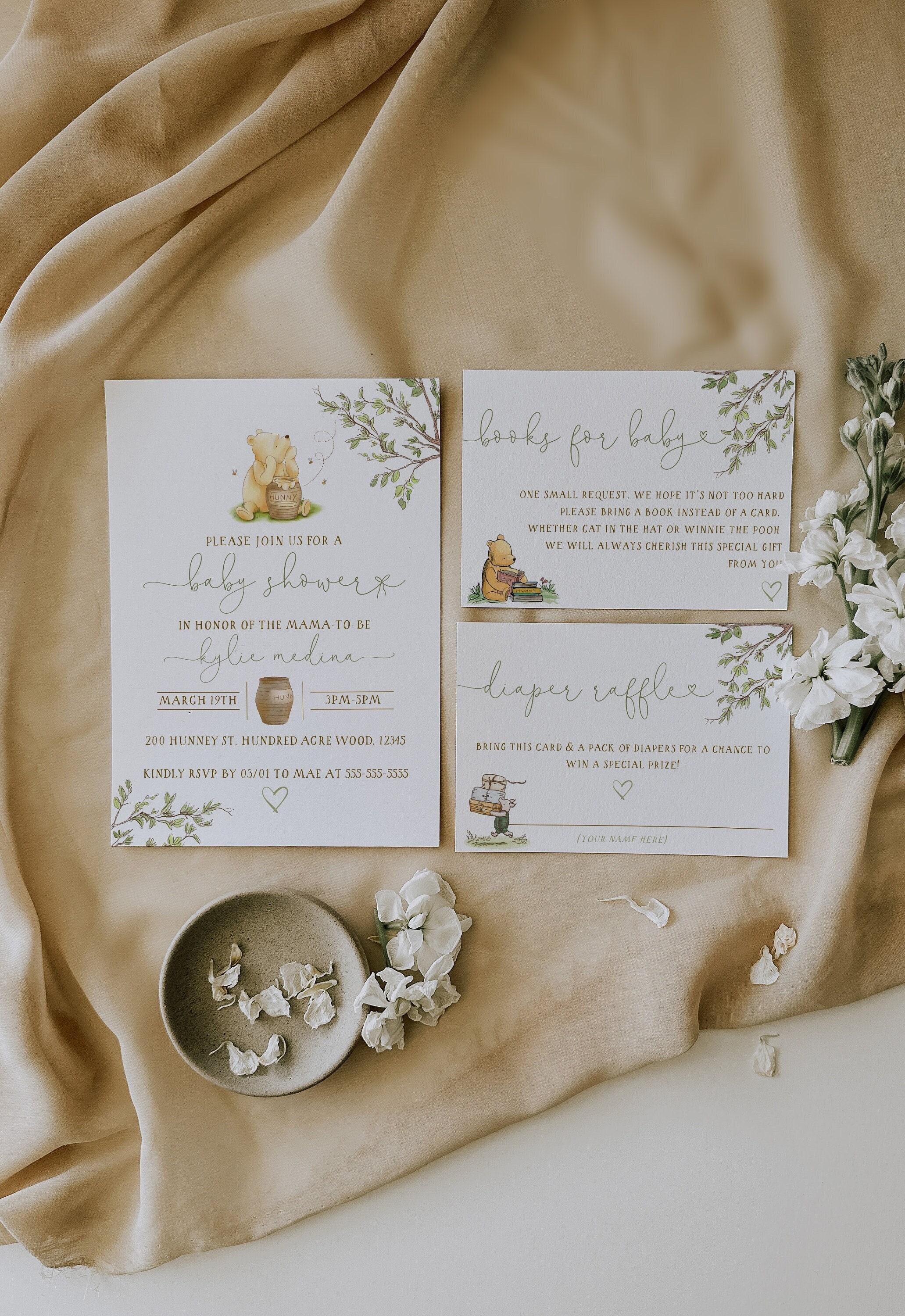 Invito per baby shower Winnie the Pooh - Suite Winnie the Pooh - Tema classico di Winnie the Pooh - Invito vintage per baby shower Winnie the Pooh