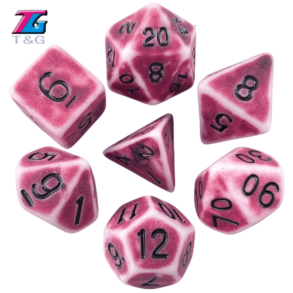 Unique Cool Retro Effect Dice Set 7 pz/set Polyhedral TRPG DNDGame Games per opachi D4-D20 Multi Sides dadi per gioco da tavolo