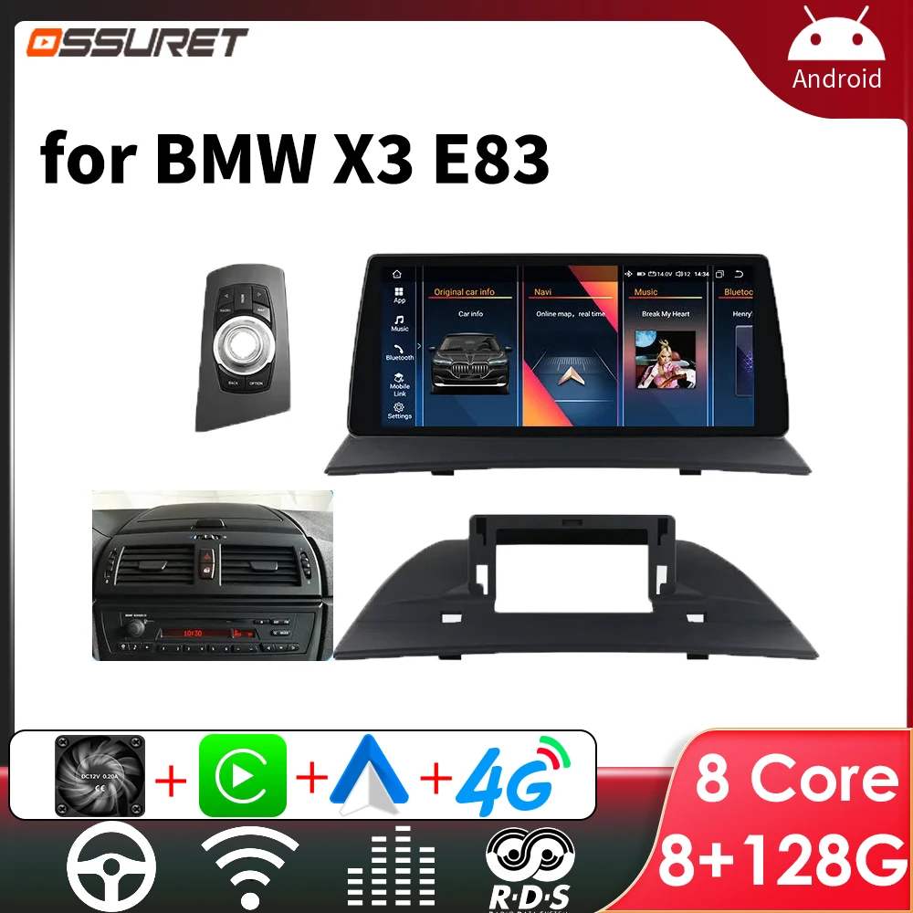 10.25 pouces autoradio pour BMW X3 E83 2004-2010 Android Auto Carplay autoradio multimédia lecteur vidéo GPS Autoradio WIFI DSP