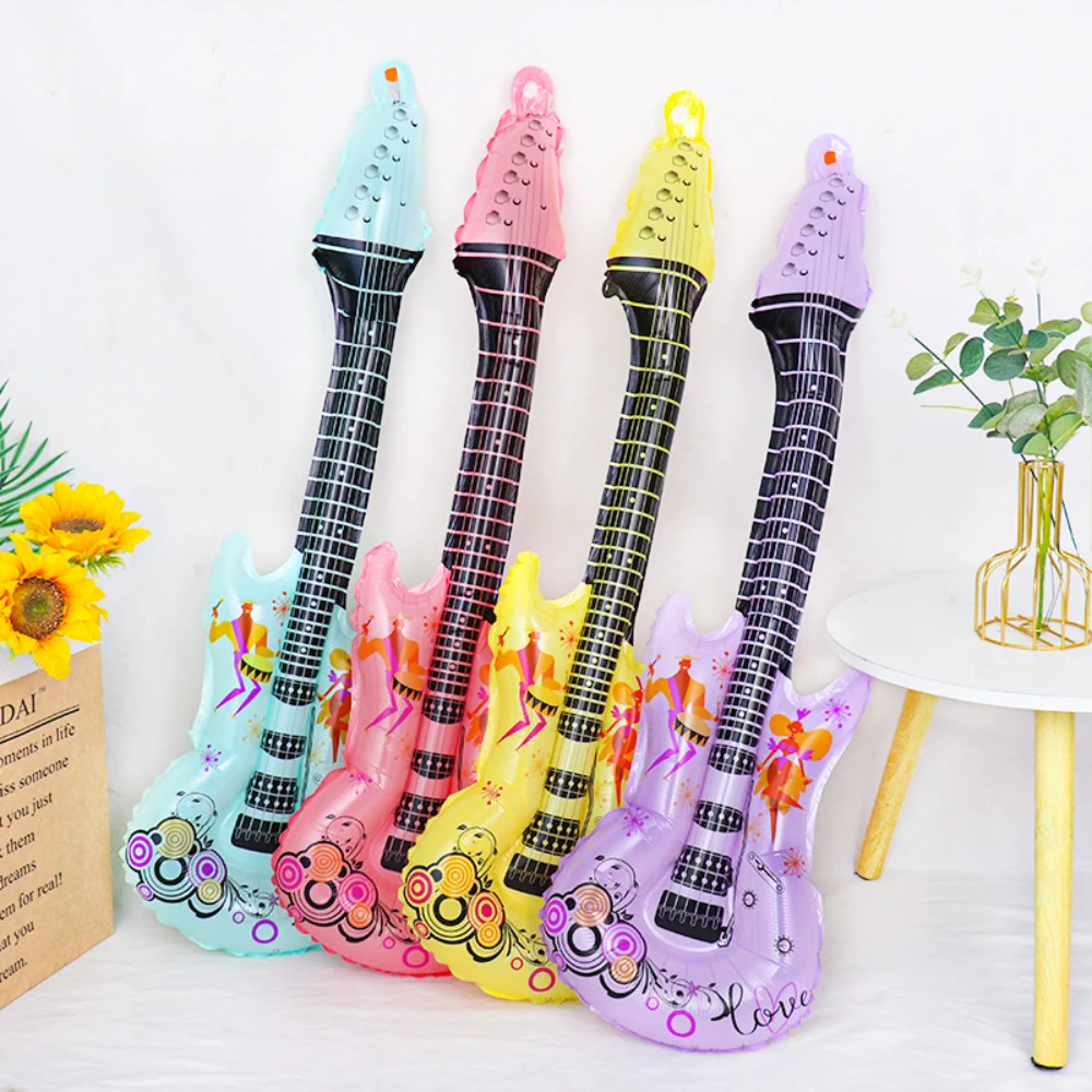 Cartoon Gitarre Instrument Aluminium Folie Ballon Musik Note Ballon für Konzert Thema Geburtstag Party Klassenzimmer Dekoration Requisiten Image