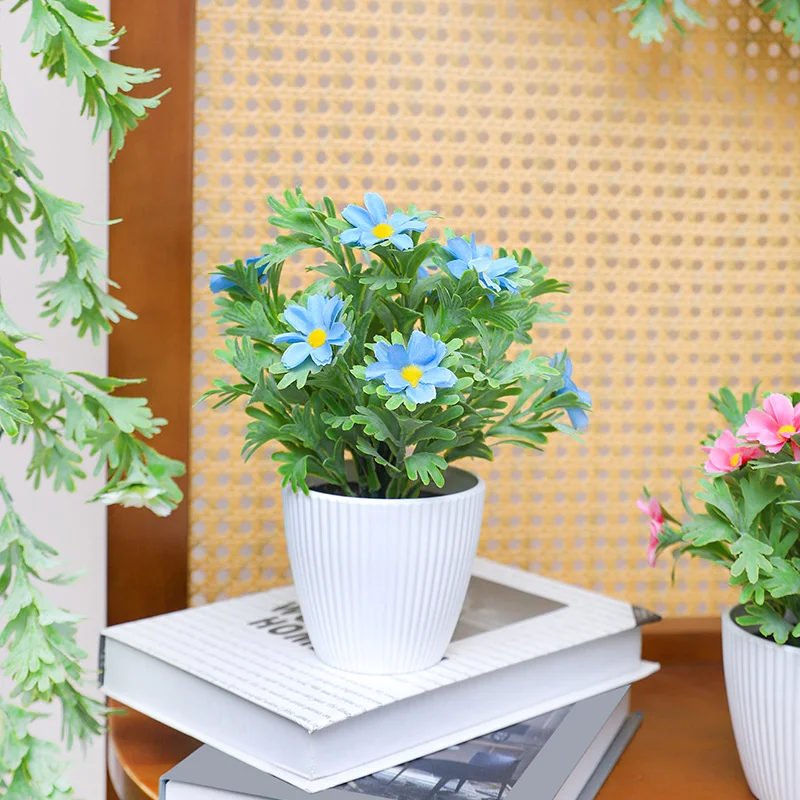 1-teiliges künstliches Blumentopf-Pflanzenset, geeignet für Bürotische, Hotels und Heimdekoration. Image