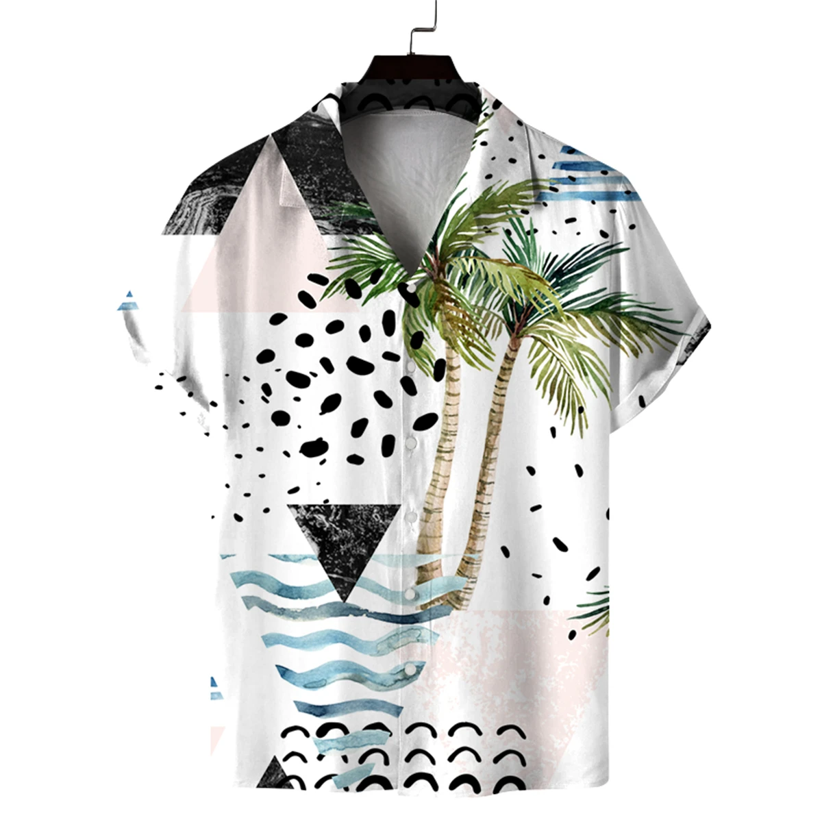 Sommer neues Herren-Hawaii-Strandhemd, bedrucktes Revers-Kurzarmhemd mit kubanischem Kragen für Herren Image