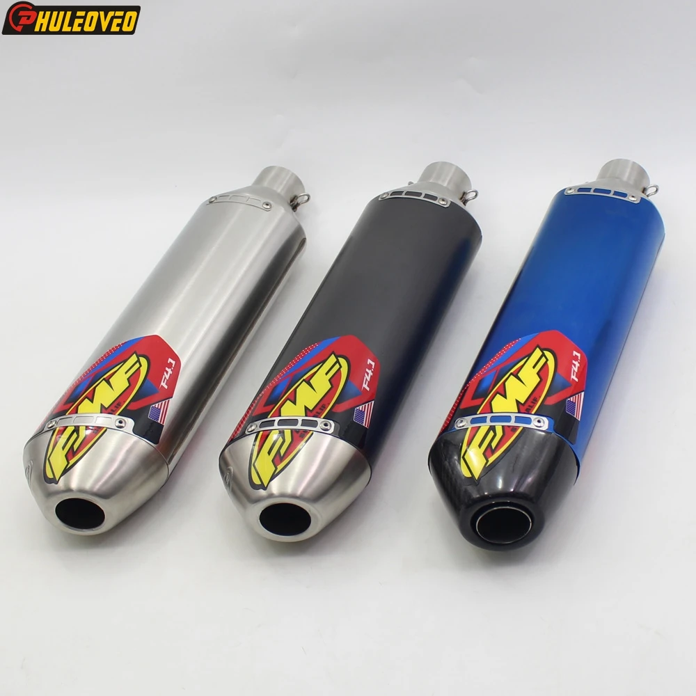 ID: 51 mm Motorrad FMF Auspuff Escape Moto Schalldämpfer Carbon Endspitze für KTM für Husqvarna für Yamaha TTR 250 für Kawasaki für BMW Image