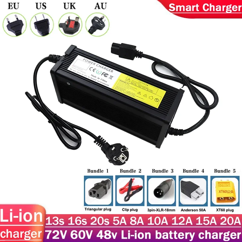 48V 60V 72V Lithium-Batterieladegerät 54,6V 65,7V 84V 5A 8A 10A 12A 15A 20A Intelligentes Schnellladen US/EU/Australien/UK-Stecker Image