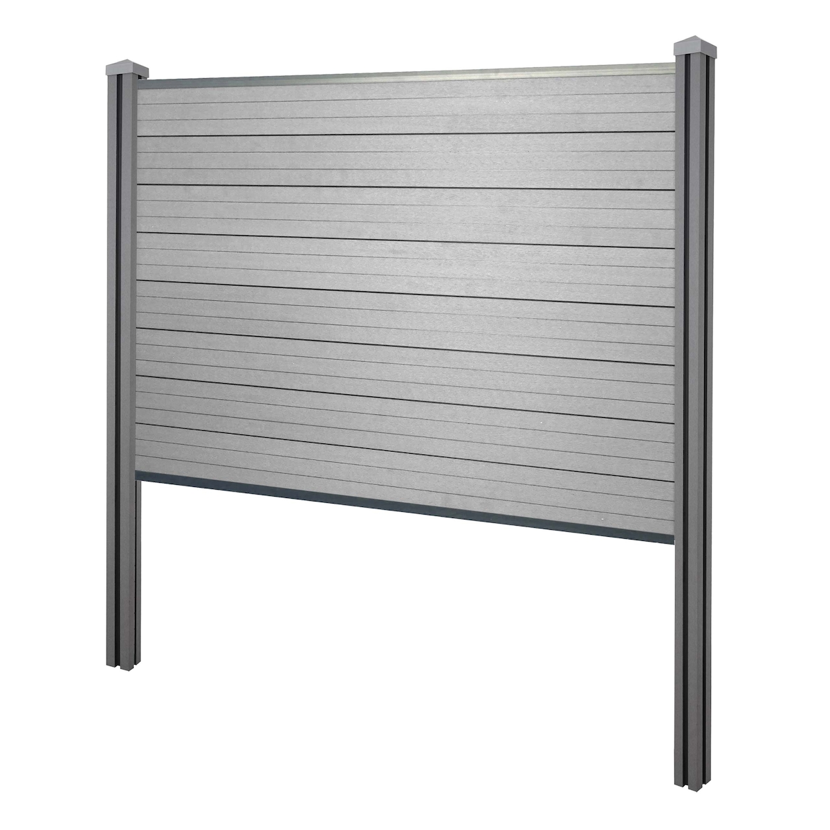 Mendler WPC-Sichtschutz Sarthe, Zaun Windschutz, WPC-Pfosten zum Einbetonieren ~ Basiselement, 195cm grau Image