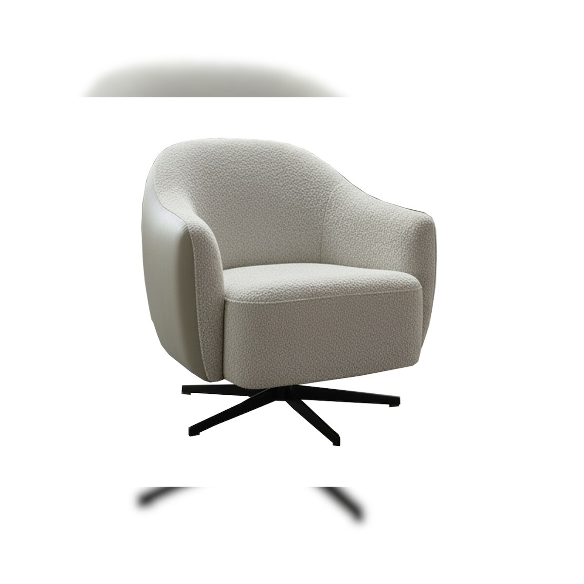 KAWOLA Sessel BRITTO Drehsessel Stoff cremeweiß / Kunstleder grau Image