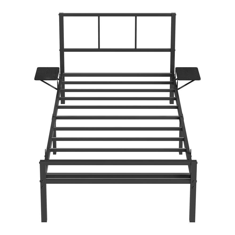 Cadre de lit 90 x 190 avec sommier et étagères adolescents noir