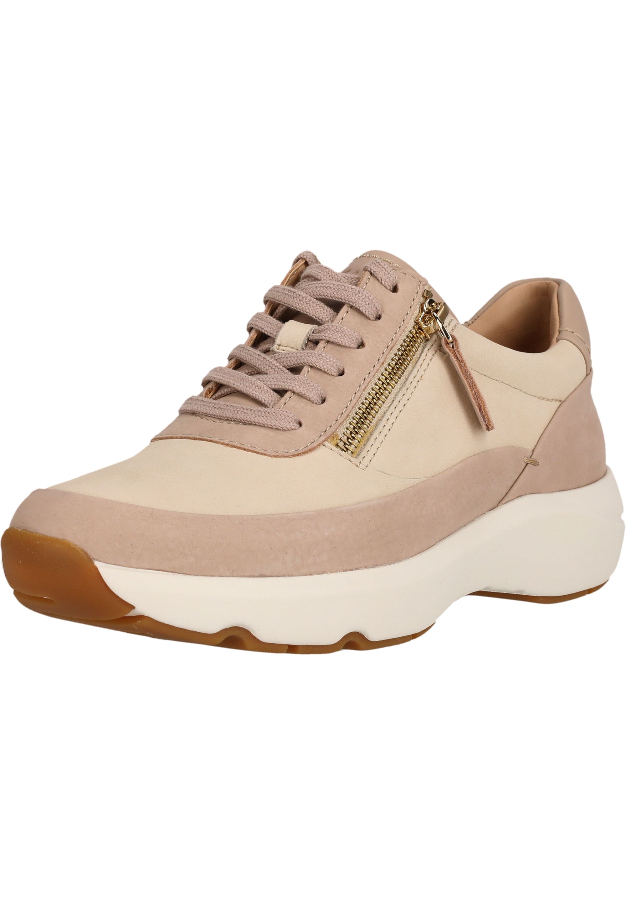 Sneaker CLARKS "Tivoli", Damen, Gr. 41, beige, Leder, Schuhe Sneaker, im leichten Design mit praktischem Reißverschluss