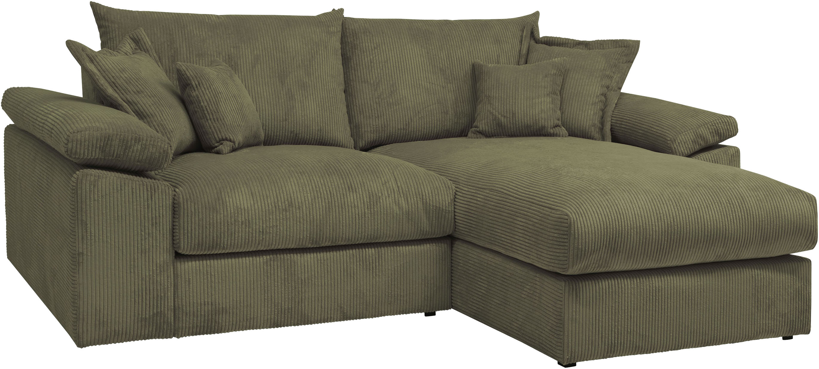 Ecksofa HOME AFFAIRE "Soft&Cosy XL L-Form, B: 246 cm - OTTO. Verlässliche Qualität.", olive, B:246cm T:187cm, 100% Polyester, Sofas, Ecksofa, Mega-Sofa, Cord oder Chenille-Struktur, mit Federkern & 4 Zierkissen, Topseller