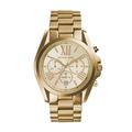 Michael Kors Watch for Women Bradshaw, Chronograph Movement, 43 mm Gold Stainless Steel Case with a Stainless Steel Strap, MK5605