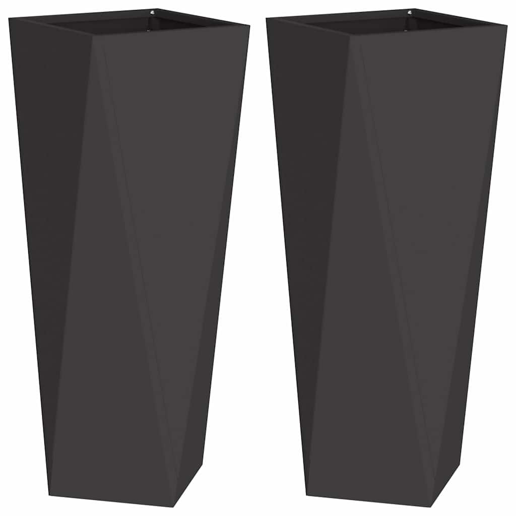 vidaXL Pflanzkübel 2 pcs Schwarz 30 x 30 x 75 cm Stahl Image