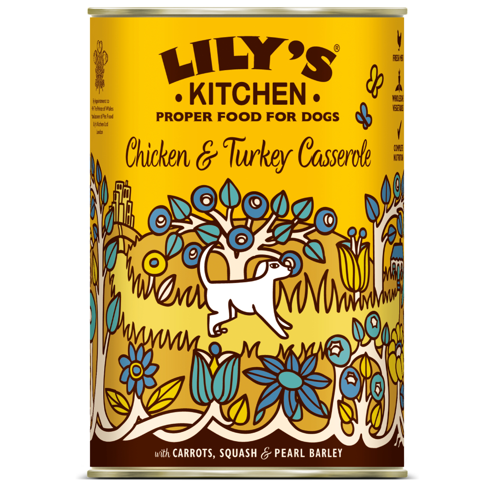 Lily's Kitchen Dinner 6 x 400 g umido cane - Pollo & Tacchino con Carote, Zucca & Orzo perlato