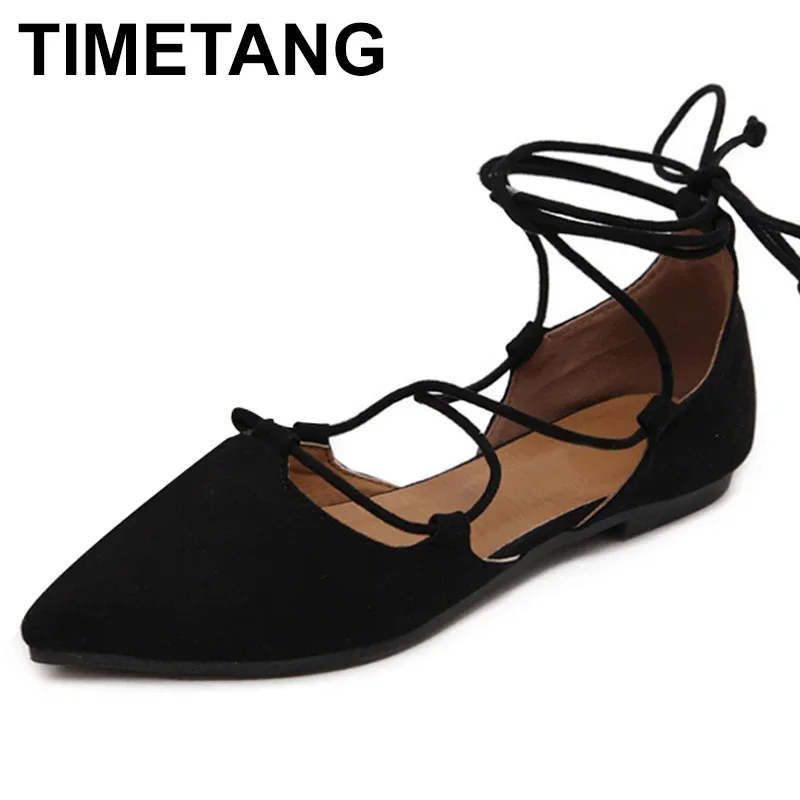 TIMETANG High Quality New Slim Sexy Pointed toe Flats Shoes Women Flat Heel Fashion Womens Flats Brand Shoes Plus Size C254