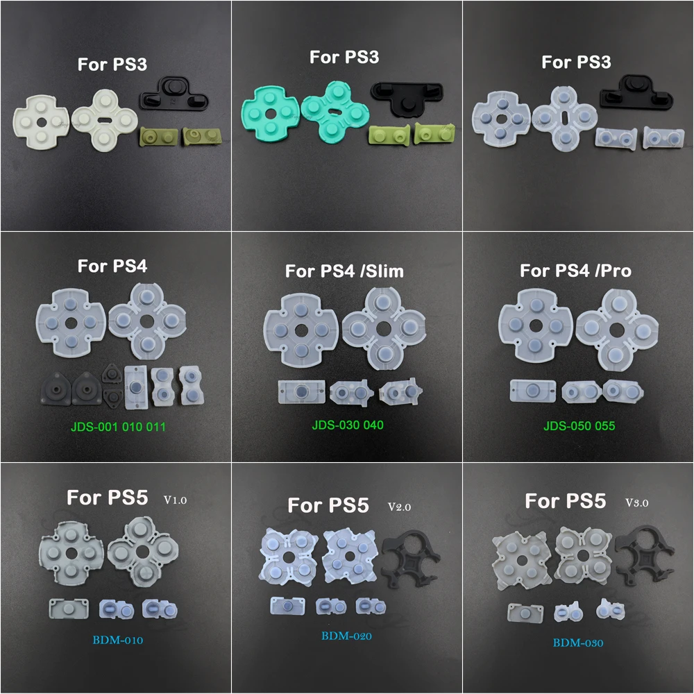 1set Silikon Gummi Leitfähigen Taste AB D-Pad Für PS2 PS3 PS4 JDS-001/010/030/040/050 PS5 V1 V2 V3 BDM-030 PSP1000 Controller