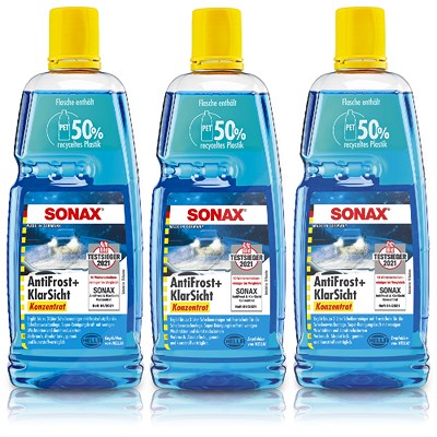 Sonax 3x 1 L AntiFrost&KlarSicht Konzentrat Scheibenfrostschutz Citrus [Hersteller-Nr. 03323000] Image