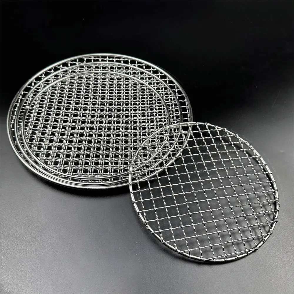 Neue Edelstahl-Grillständer, wiederverwendbares rundes Grillnetz, antihaftbeschichtetes Grillnetz, Grillzubehör für Küche, Esszimmer und Bar Image