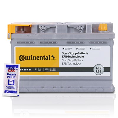 Continental Starterbatterie EFB LB3 65Ah 650A + 1x 10g Batterie-Pol-Fett [Hersteller-Nr. 2800012004280] für Audi, BMW, Toyota, VW, Nissan, Mg, Jaguar, Image