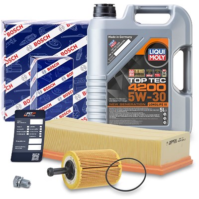 Bosch Ölfilter + Luftfilter + 5l 5W-30 Motoröl [Hersteller-Nr. 40513702] für Audi, Seat, Skoda, VW