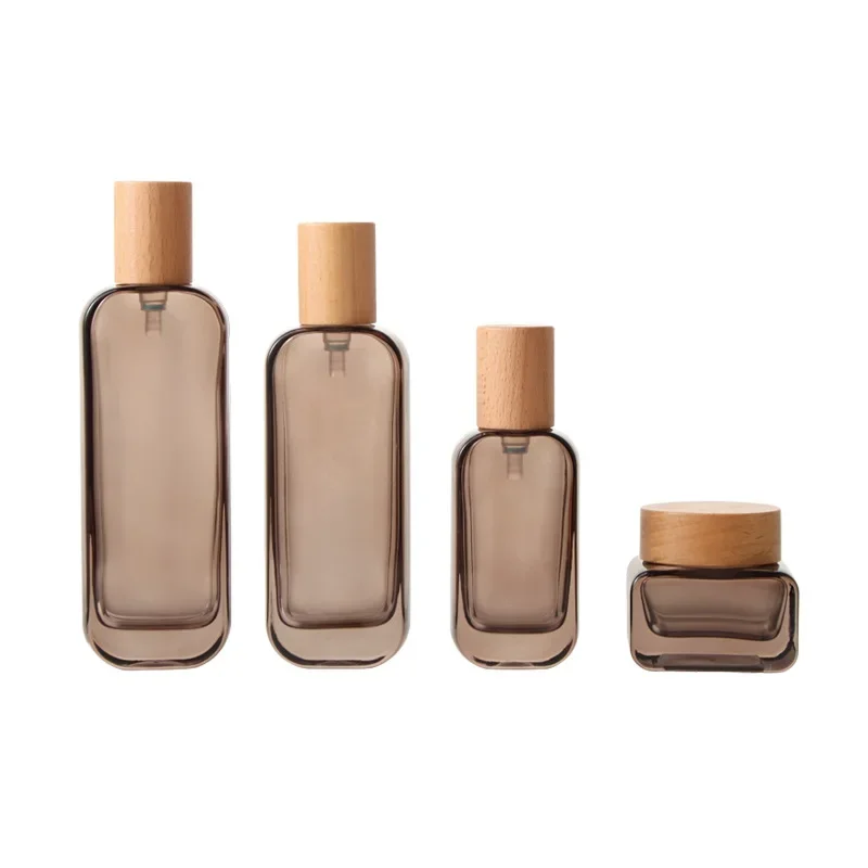 3 ‌ 0 ml 50 ml 100 ml Push-Type-Glas-Pumpflasche, nachfüllbarer Kosmetikbehälter für Essenz/Lotion/Gesichtscreme, Kosmetikverpackung ‌ Image