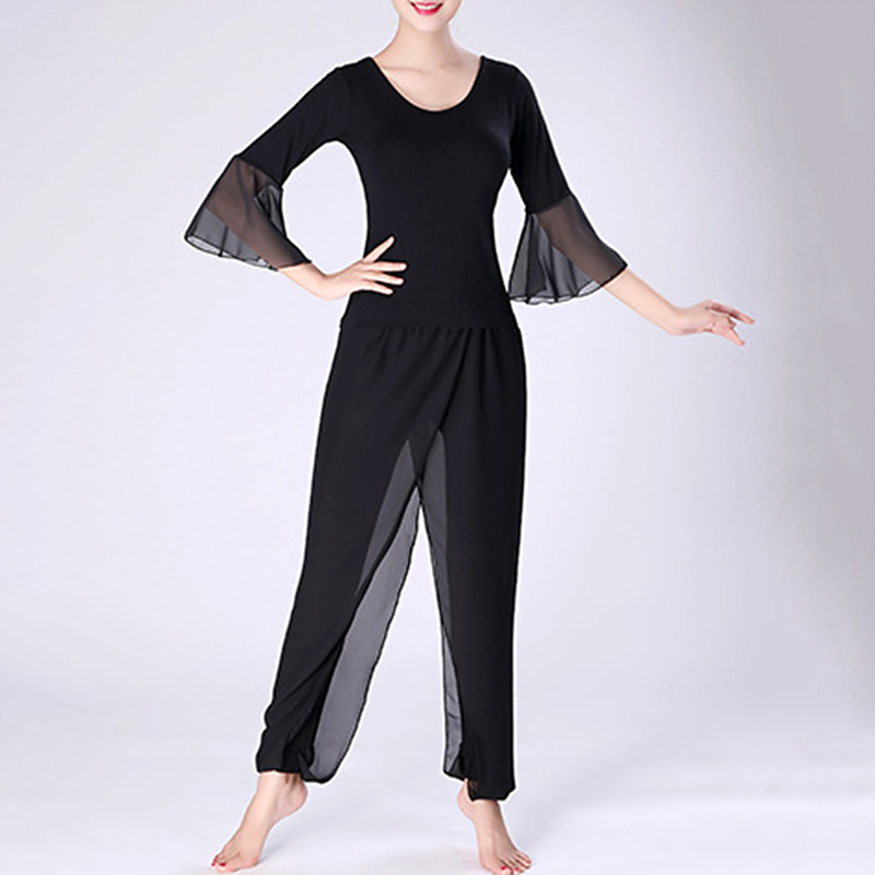 Women's Yoga Suit 2 Piece Workout Set Solid Color Clothing Suit Fall Black White Modal Dance Pilates Yoga High Waist Lightweight Breathable Long Sleeve Sport Activewear
