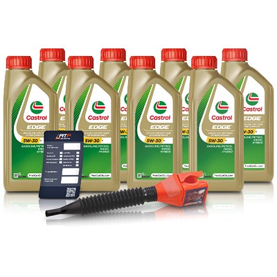 Castrol 8x 1 L EDGE 5W-30 M + Ölwechsel-Anhänger + Einfülltrichter [Hersteller-Nr. 15F6DA]