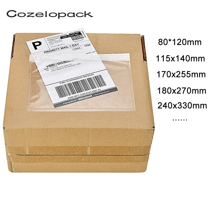 100PCS/14 größen Klar Verpackung Liste Geschlossenen Umschläge Plain Plain Gesicht Zurück Last Verschiffen Label Umschläge Label Umschläge beutel Image