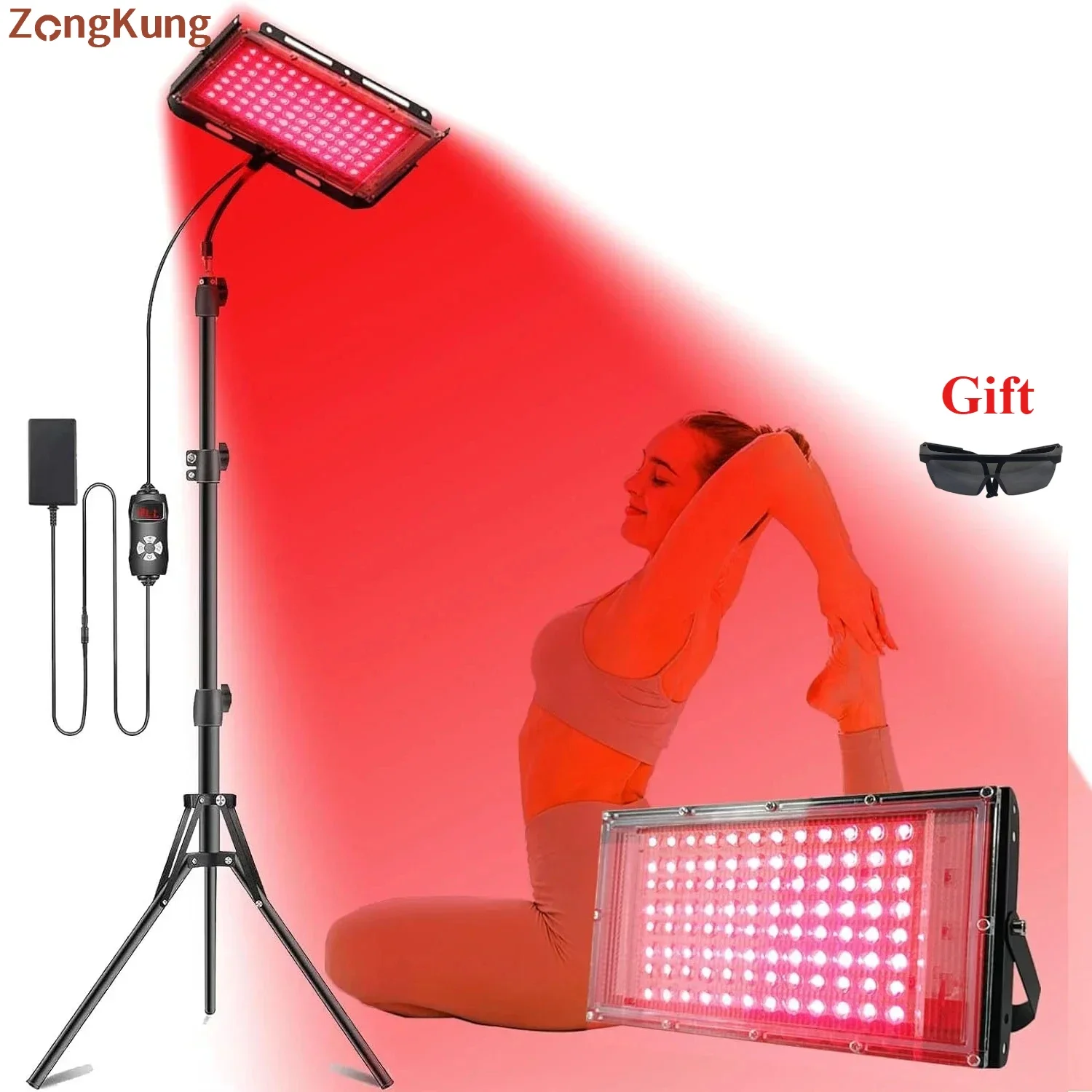 96 LEDs Rotlichttherapielampe Infrarotlichttherapie mit Ständer 660 nm und 850 nm NIR-Lichtapparat zur Linderung von Körperschmerzen und Hautpflege Image