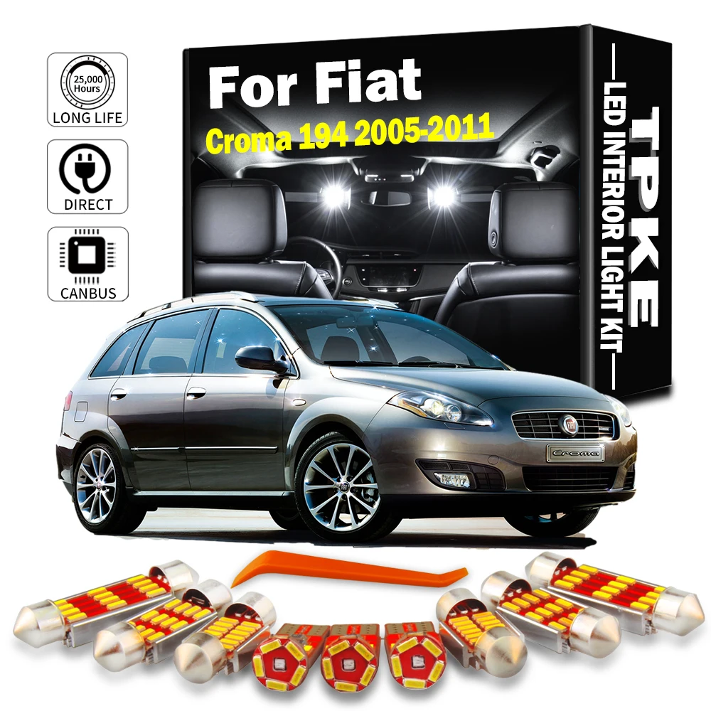 TPKE 12 Pz Canbus Senza Errori Auto Lampadine A LED Per Il 2005-2010 2011 Fiat Croma 194 Interni LED Lampada A Cupola Mappa di Lettura Tronco luce Kit