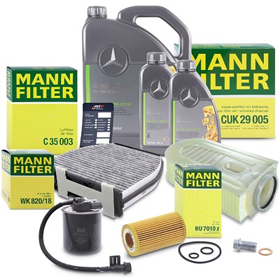 Mann-filter Inspektionspaket Set B + 7l 5W-30 Motoröl [Hersteller-Nr. 41108891] für Mercedes-Benz