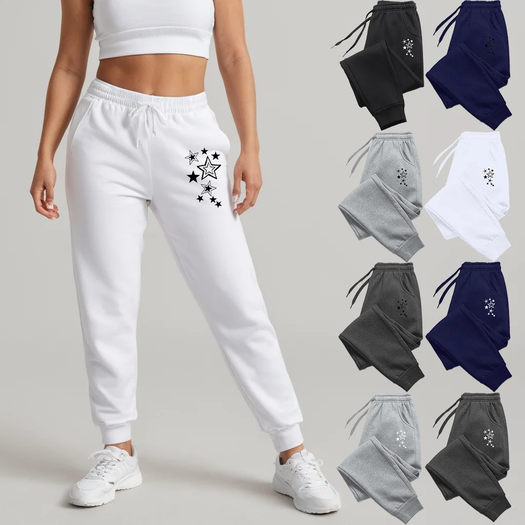 Abbigliamento per donna Pantaloni con stampa stelle Pantaloni Abbigliamento donna Pantaloni bianchi Pantaloni da allenamento da donna Pantaloni Pantaloni sportivi da donna Estate